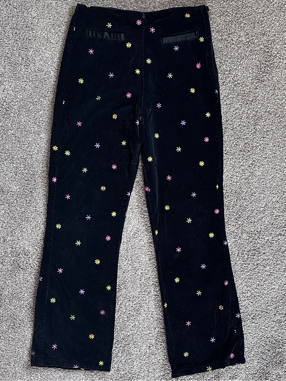 Vintage Jet Set Cotton Velvet Floral Pants Y2K 90s Girls Sz 14 EUC Preppy Retro